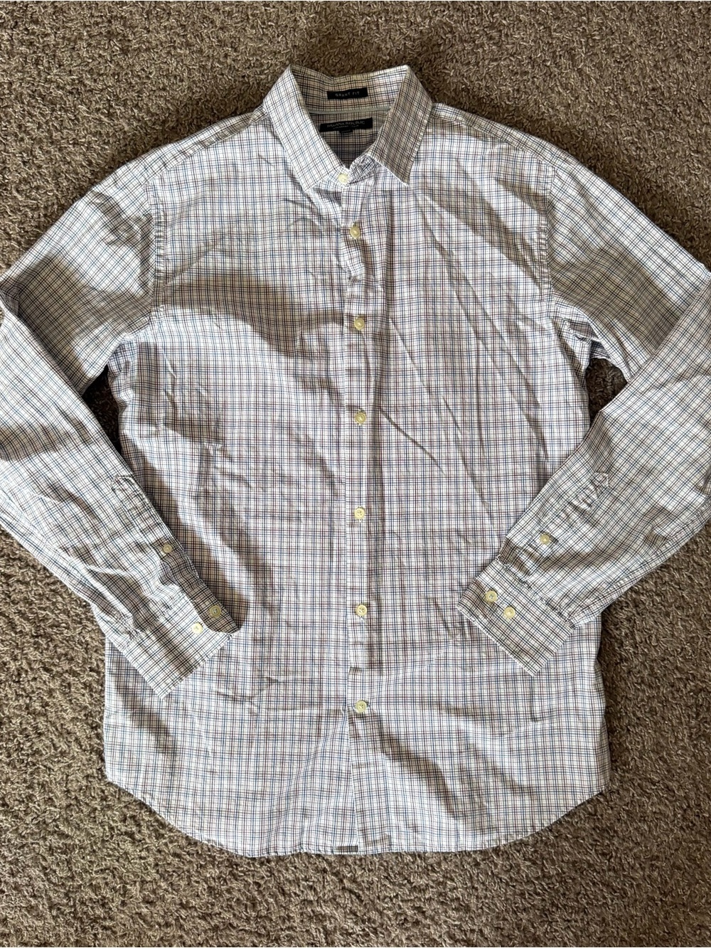 Banana Republic Blue & Purple Striped Button Up Shirt Size L Supima Cotton